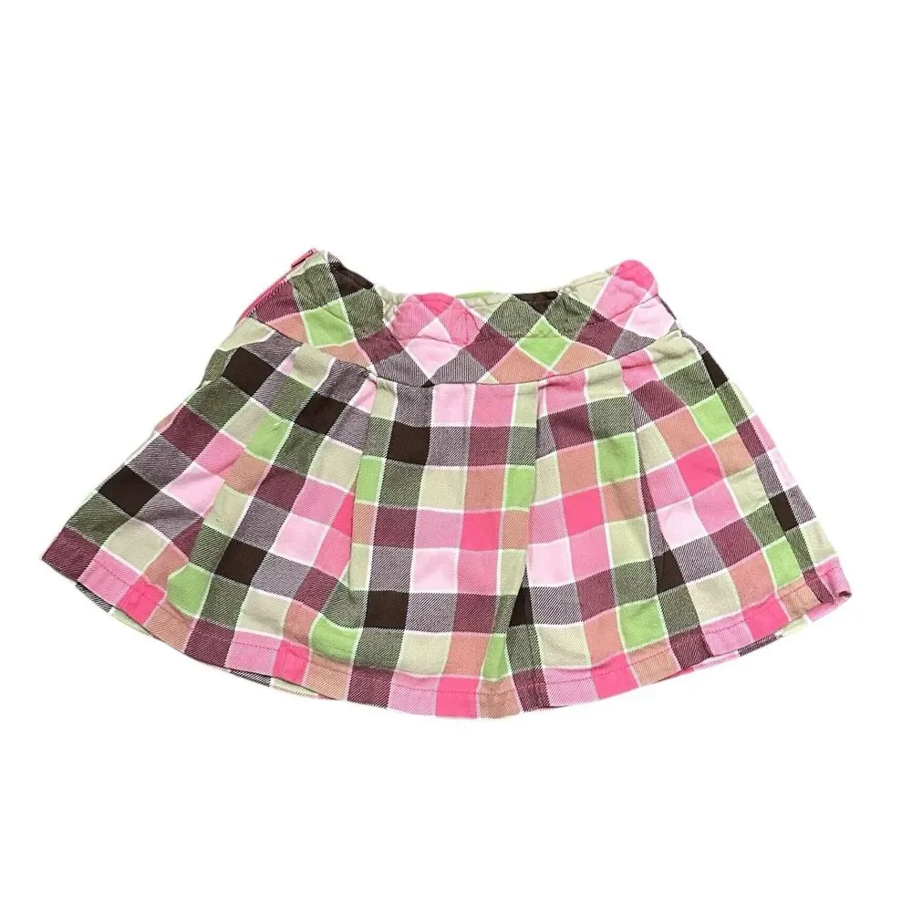Gymboree Girls Plaid‎ Glamour Pony Skirt Skort Bows Pink Brown Size 5 2012